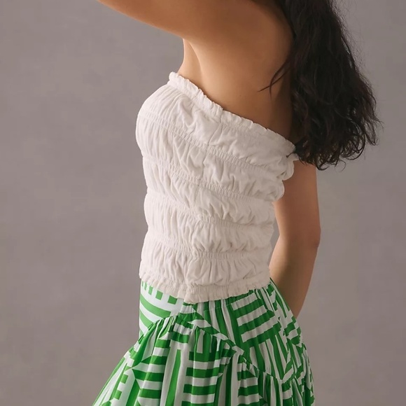 NWT Anthropologie White Smocked Tube Top XL - Picture 5 of 6